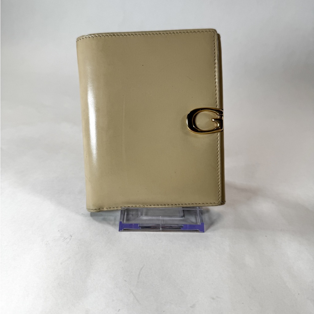 Gucci Beige Leather Bifold Wallet w/ Gold Horsebit G-Made in Italy-Box & Dusty